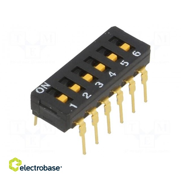 Switch: DIP-SWITCH | Poles number: 6 | ON-OFF | 0.03A/30VDC | Pos: 2