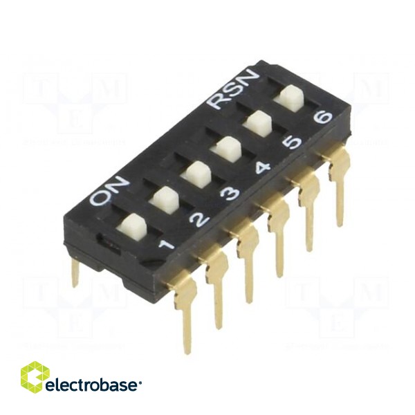 Switch: DIP-SWITCH | Poles number: 6 | ON-OFF | 0.05A/12VDC | Pos: 2