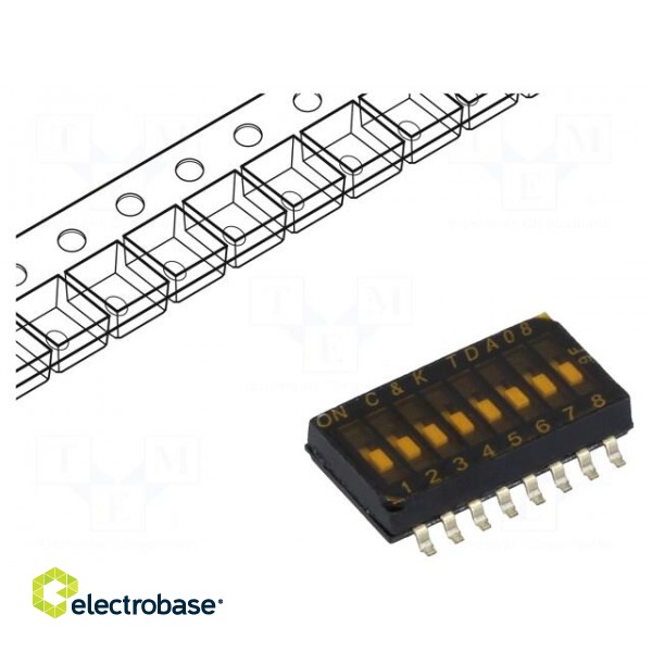 Switch: DIP-SWITCH | Poles number: 8 | OFF-ON | 0.025A/24VDC | Pos: 2