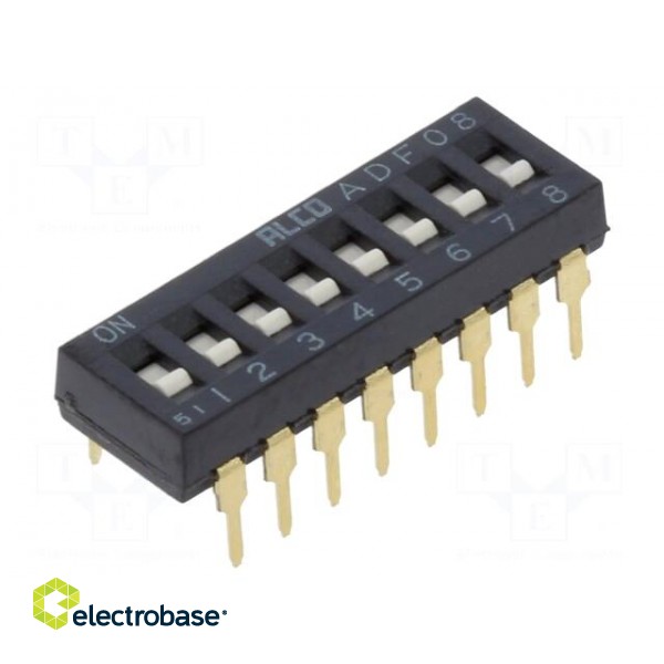 Switch: DIP-SWITCH | Poles number: 8 | ON-OFF | -0.025A/24VDC | Pos: 2