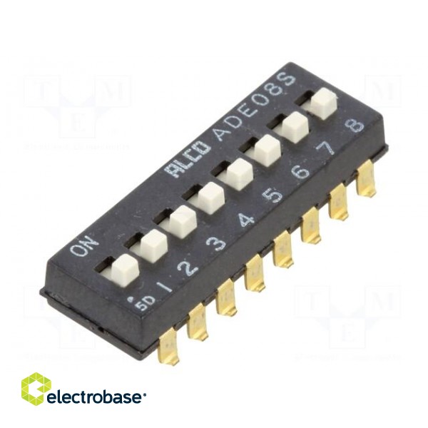 Switch: DIP-SWITCH | Poles number: 8 | ON-OFF | -0.025A/24VDC | Pos: 2