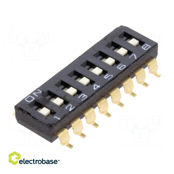 Switch: DIP-SWITCH | Poles number: 8 | ON-OFF | 0.025A/24VDC | Pos: 2