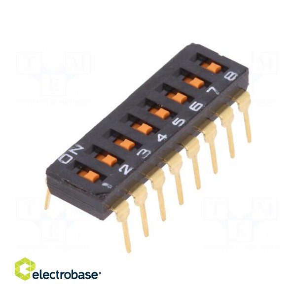 Switch: DIP-SWITCH | Poles number: 8 | ON-OFF | 0.025A/24VDC | Pos: 2