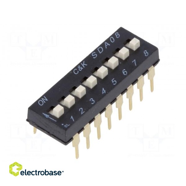 Switch: DIP-SWITCH | Poles number: 8 | ON-OFF | 0.025A/24VDC | Pos: 8