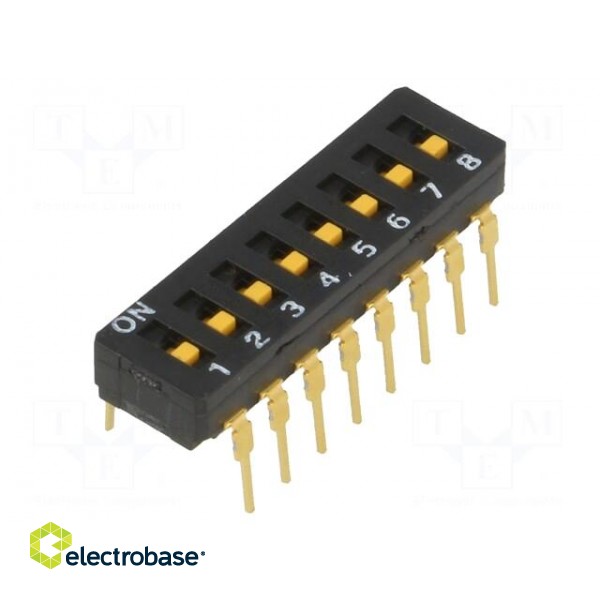 Switch: DIP-SWITCH | Poles number: 8 | ON-OFF | 0.03A/30VDC | Pos: 2