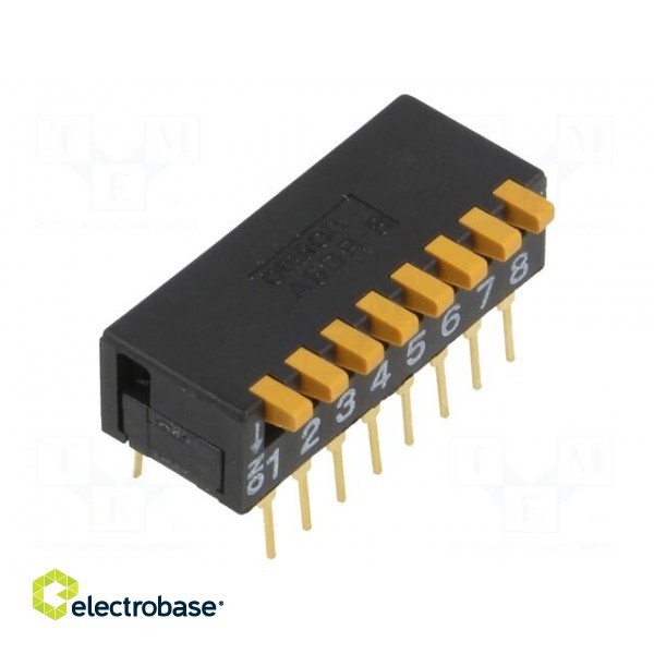 Switch: DIP-SWITCH | Poles number: 8 | ON-OFF | 0.03A/30VDC | Pos: 2