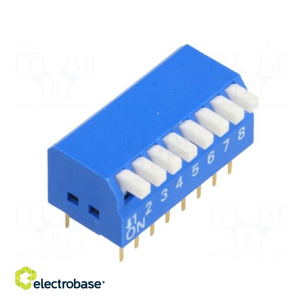 Switch: DIP-SWITCH | Poles number: 8 | ON-OFF | 0.05A/12VDC | Pos: 2