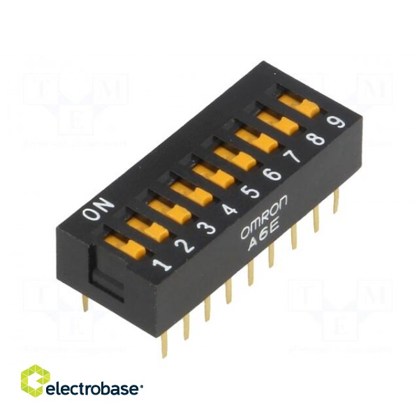 Switch: DIP-SWITCH | Poles number: 9 | ON-OFF | 0.025A/24VDC | Pos: 2