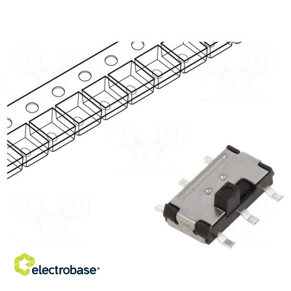 Switch: slide | Pos: 2 | DPDT | 0.1A/12VDC | ON-ON | Mounting: SMT | 100MΩ