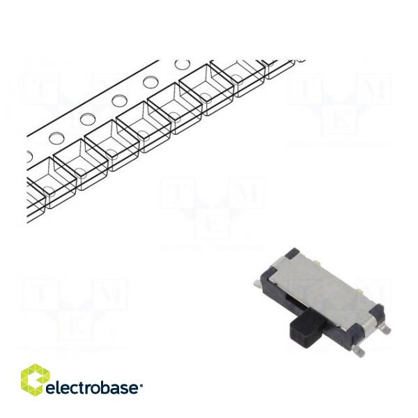 Switch: slide | Pos: 2 | SPDT | 0.025A/24VDC | ON-ON | SMT | -20÷70°C | 70mΩ image 1