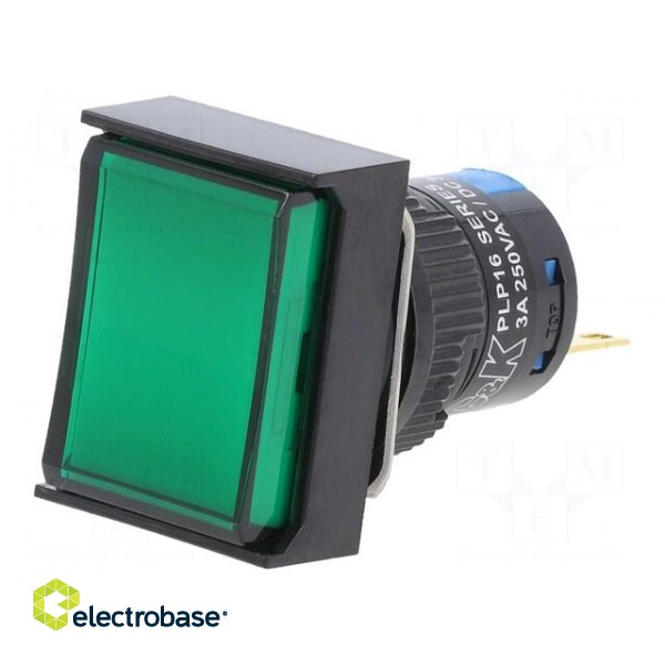Switch: push-button | Pos: 2 | 5A/250VAC | ON-(ON) | IP65 | green image 1