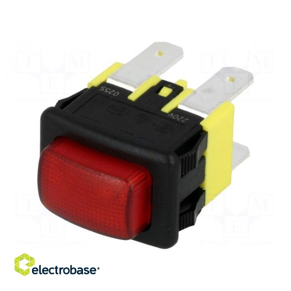 Switch: push-button | Pos: 2 | DPST-NO | 16A/250VAC | OFF-ON | red image 1