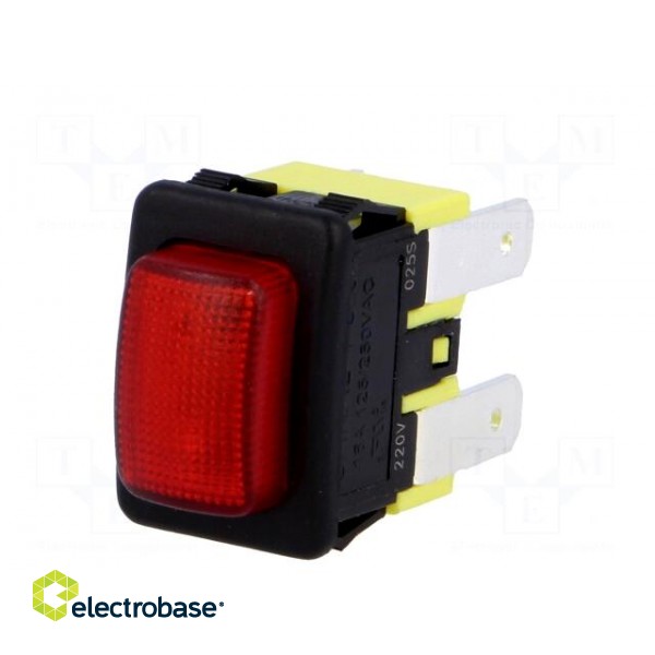 Switch: push-button | Pos: 2 | DPST-NO | 16A/250VAC | OFF-ON | red | 230V image 2