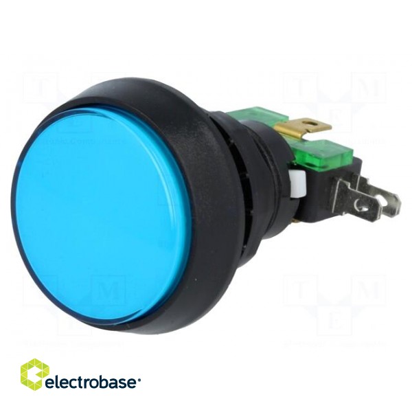 Switch: push-button | Pos: 2 | SPDT | 10A/250VAC | ON-(ON) | blue | Ø: 44mm image 1