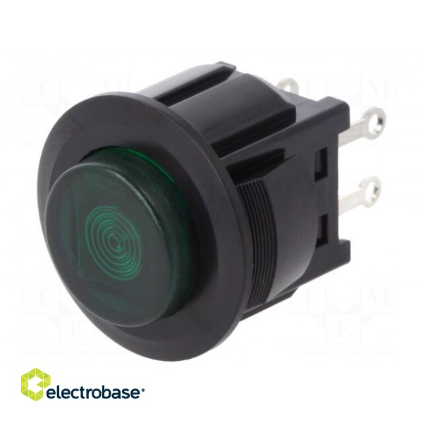 Switch: push-button | Pos: 2 | SPST-NO | 3A/125VAC | OFF-ON | green | 1kV paveikslėlis 1