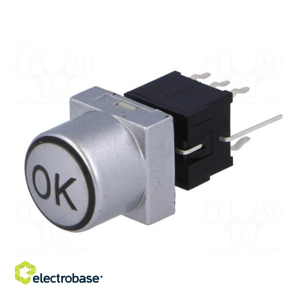 Switch: keypad | OK | Pos: 2 | DPDT | 0.1A/30VDC | silver | LED | green | THT image 2