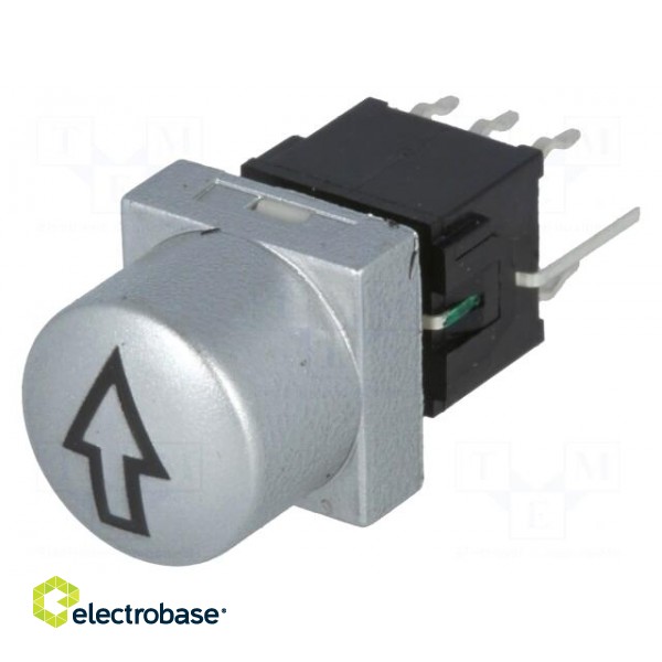 Switch: keypad | arrow | Pos: 2 | DPDT | 0.1A/30VDC | silver | LED | green фото 1