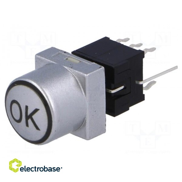 Switch: keypad | OK | Pos: 2 | DPDT | 0.1A/30VDC | silver | LED | green | THT image 1