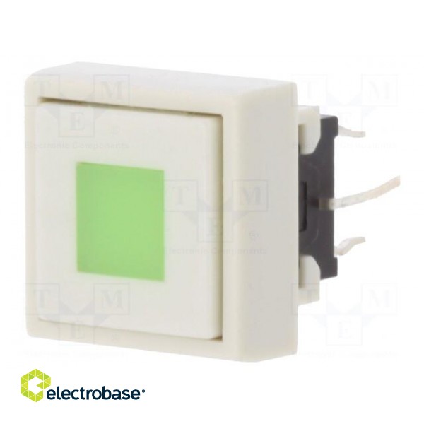 Switch: keypad | Pos: 2 | DPDT | 0.1A/30VDC | white | LED | green | THT | 1.5N image 1