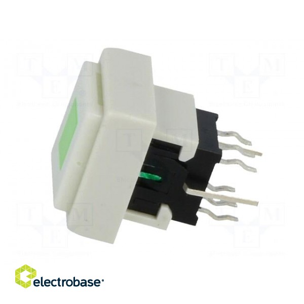 Switch: keypad | Pos: 2 | DPDT | 0.1A/30VDC | white | LED | green | THT | 1.5N image 4