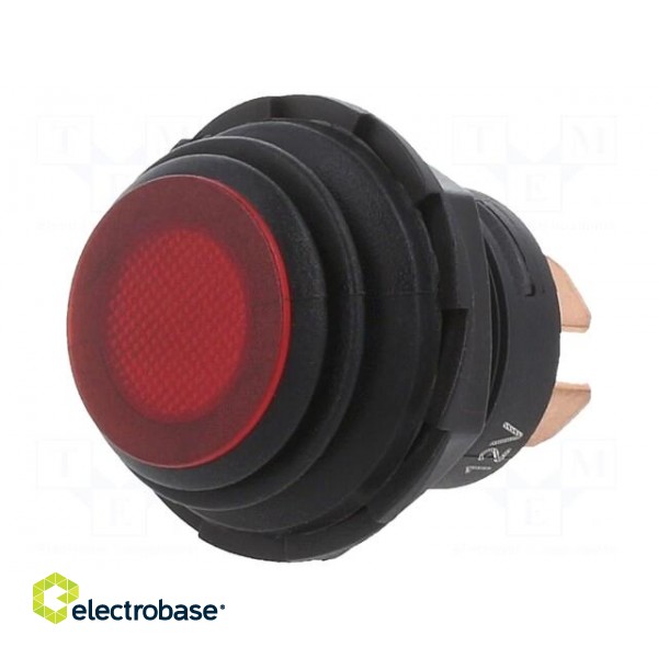 Switch: push-button | Pos: 2 | SPST | 10A/14VDC | red | Illumin: LED | PC image 1