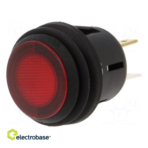 Switch: push-button | Pos: 2 | SPST | 20A/14VDC | red | Illumin: LED | PB image 1