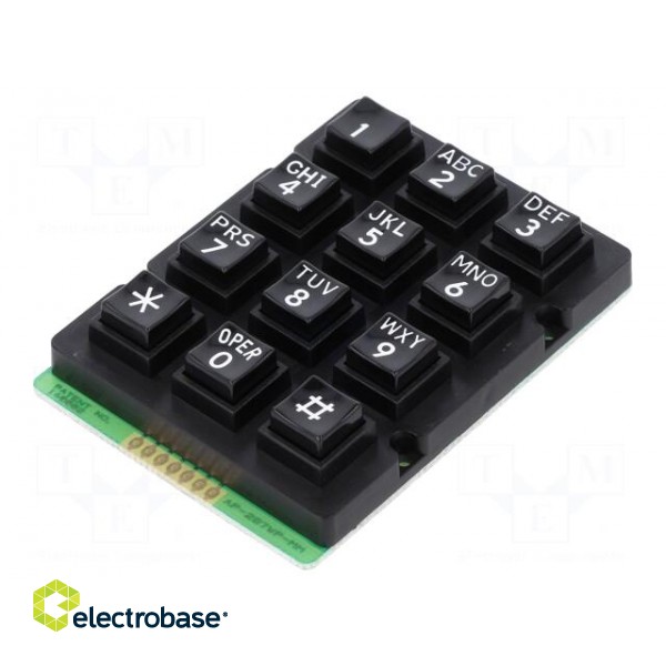 Keypad: plastic | No.of butt: 12 | none | plastic | 200mΩ | 1.5N | 20mA