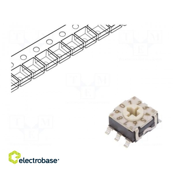 Encoding switch | HEX/BCD | Pos: 10 | SMT | Rcont max: 100mΩ | RTE | reel image 1