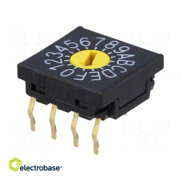 Encoding switch | HEX/BCD | Pos: 16 | THT | Rcont max: 100mΩ | 10x10x4mm фото 1