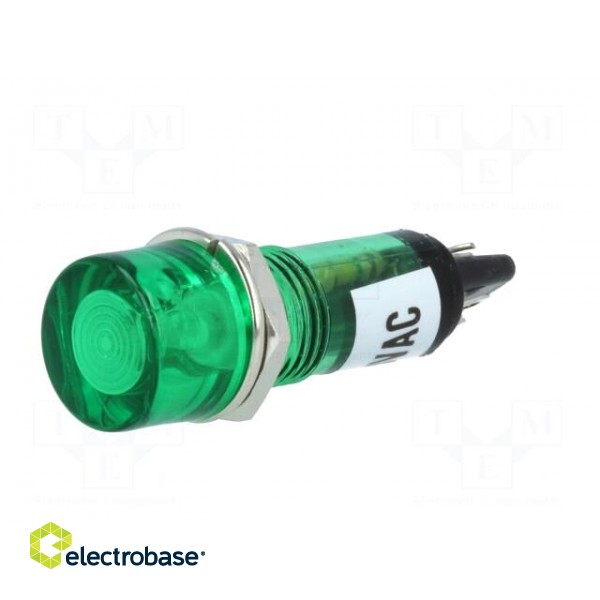 Indicator: with FLUO neon lamp | flat | green | 230VAC | Cutout: Ø10mm image 2