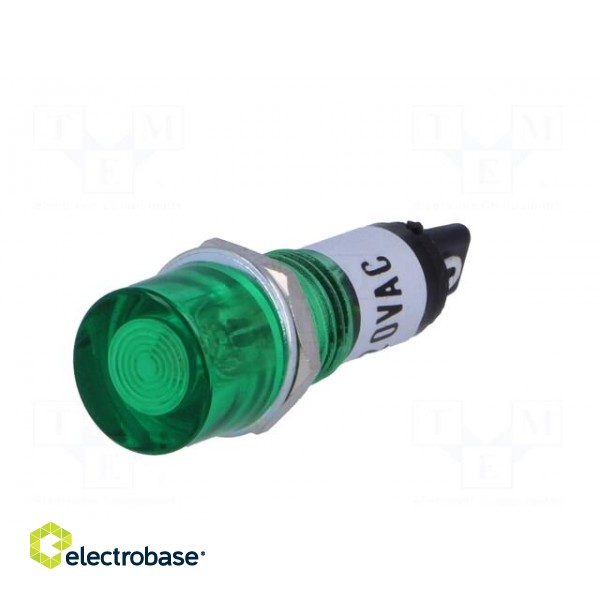 Indicator: with neon lamp | flat | green | 230VAC | Cutout: Ø10mm | IP20 фото 2