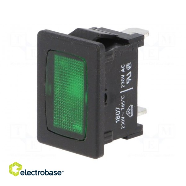 Indicator: with neon lamp | flat | green | 230VAC | plastic image 1
