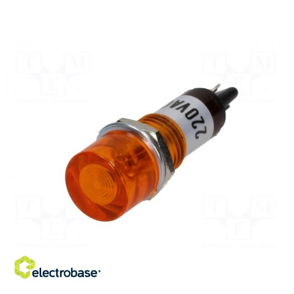 Indicator: with neon lamp | flat | orange | 230VAC | Cutout: Ø10mm image 2