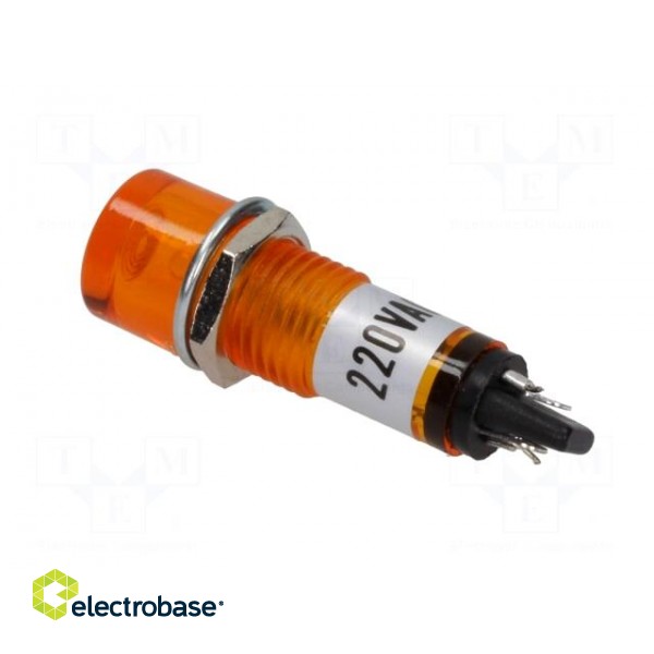 Indicator: with neon lamp | flat | orange | 230VAC | Cutout: Ø10mm image 4