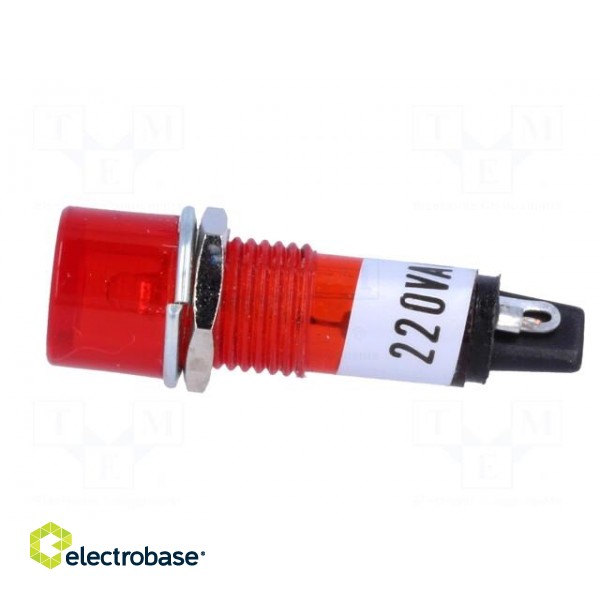 Indicator: with neon lamp | flat | red | 230VAC | Cutout: Ø10mm | IP20 image 3