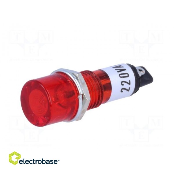 Indicator: with neon lamp | flat | red | 230VAC | Cutout: Ø10mm | IP20 image 2