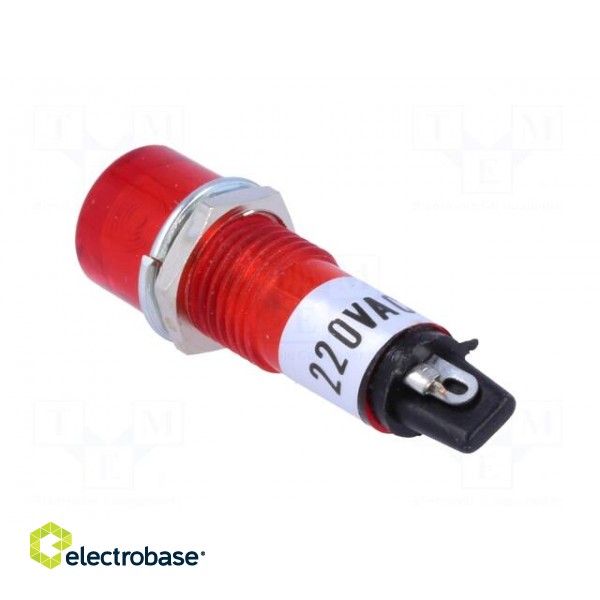 Indicator: with neon lamp | flat | red | 230VAC | Cutout: Ø10mm | IP20 image 4