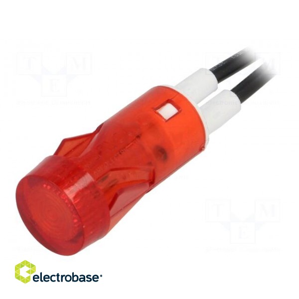 Indicator: with neon lamp | flat | red | 230VAC | Cutout: Ø12mm
