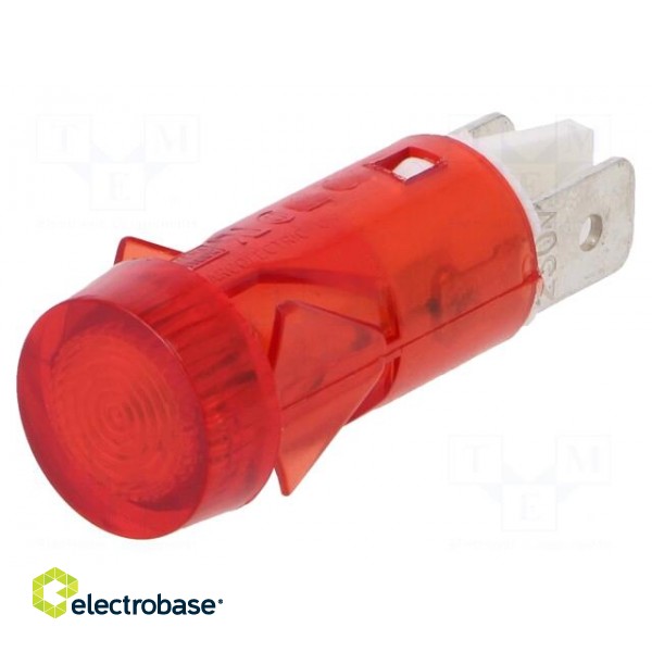 Indicator: with neon lamp | flat | red | 230VAC | Cutout: Ø12mm image 1