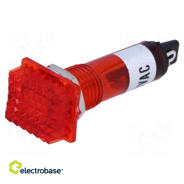 Indicator: with neon lamp | prominent | red | 230VAC | Cutout: Ø10mm image 1