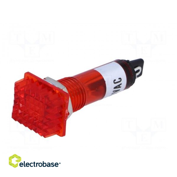 Indicator: with neon lamp | prominent | red | 230VAC | Cutout: Ø10mm image 2