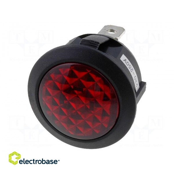 Indicator: with neon lamp | prominent | red | 230VAC | Cutout: Ø20mm