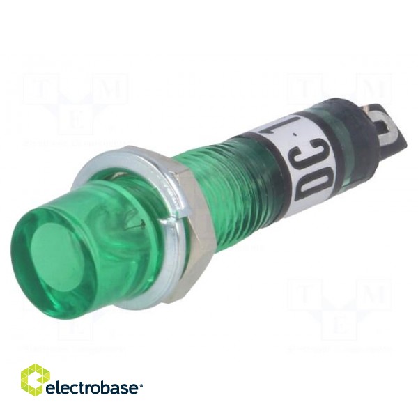 Indicator: with neon lamp | recessed | green | 12VAC | Cutout: Ø7.5mm image 1