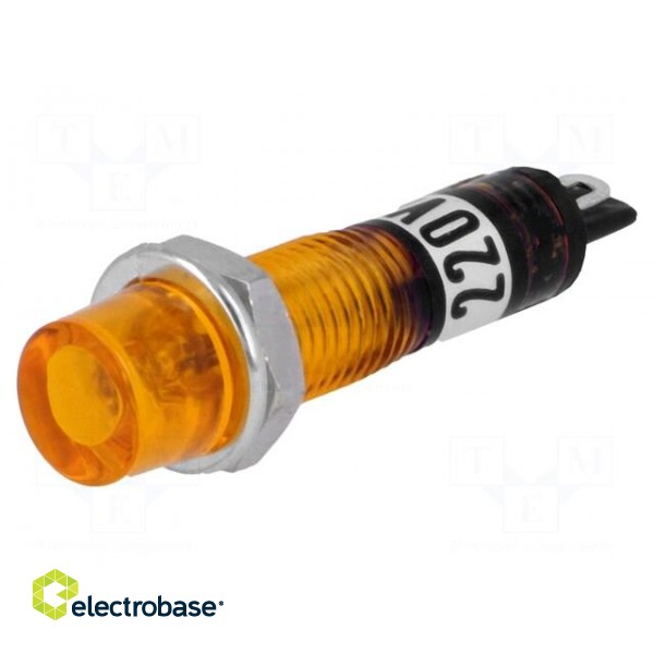Indicator: with neon lamp | recessed | orange | 230VAC | plastic | IP20 фото 1