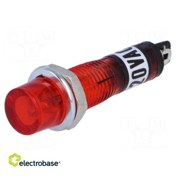 Indicator: with neon lamp | recessed | red | 230VAC | Cutout: Ø7.5mm image 1