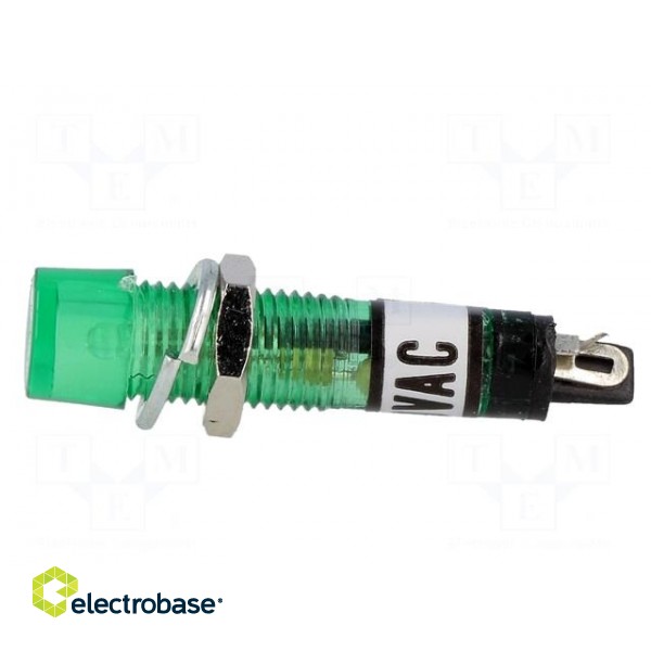 Indicator: with neon lamp | recessed | green | 230VAC | Cutout: Ø7.5mm фото 3