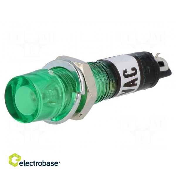 Indicator: with neon lamp | recessed | green | 230VAC | Cutout: Ø7.5mm image 1