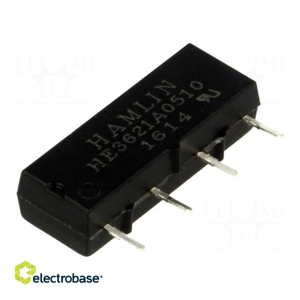 Relay: reed | SPST-NO | Ucoil: 5VDC | 500mA | max.200VDC | 10W | PCB | SIL