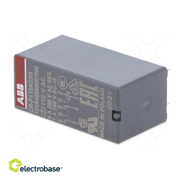 Relay: electromagnetic | DPDT | Ucoil: 110VAC | 8A | max.250VAC | PCB image 4