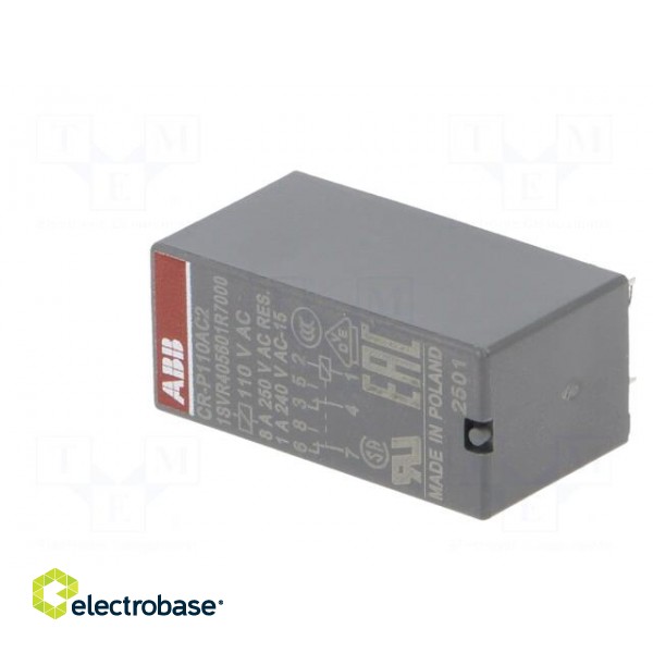 Relay: electromagnetic | DPDT | Ucoil: 110VAC | 8A | max.250VAC | PCB image 4